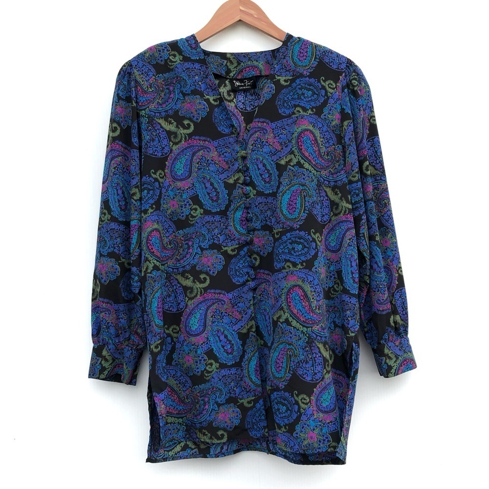 Vintage Diane Freis Vibrant Paisley Print Fabric button from top